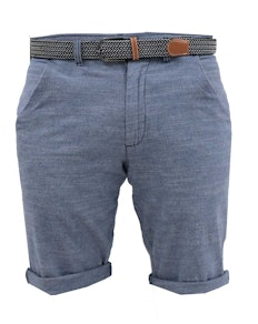 D555 Tiger Stretch Oxford Chino Shorts With Belt Blue